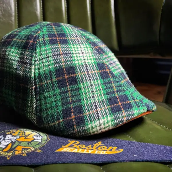 The Fighting Rock Boston Scally Cap - Green Plaid