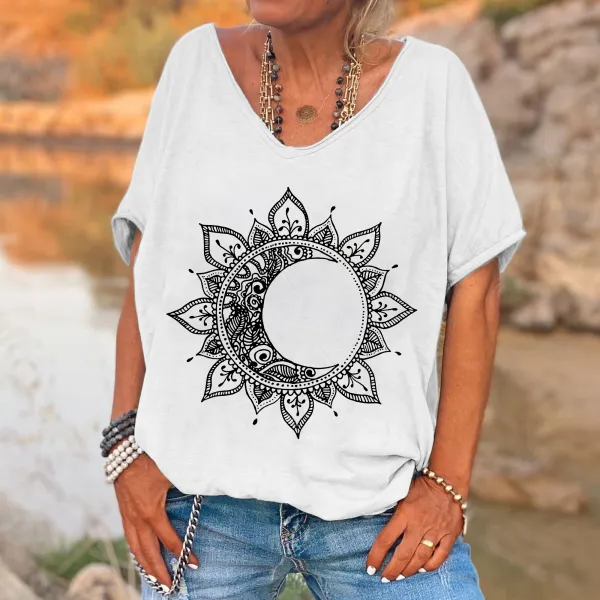 Vintage Mandala Print Hippie T-shirt