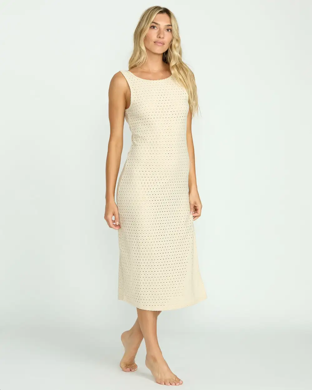 Eyelet Sun Midi Dress Beach Coverup - Whitecap
