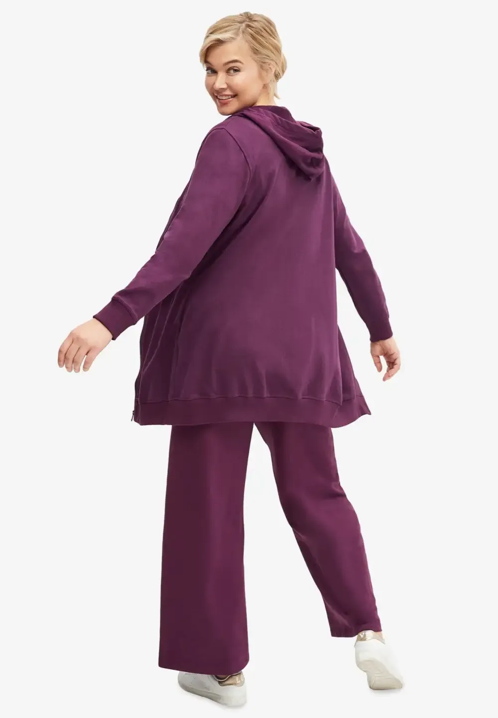 French Terry Long Zip Front Hoodie