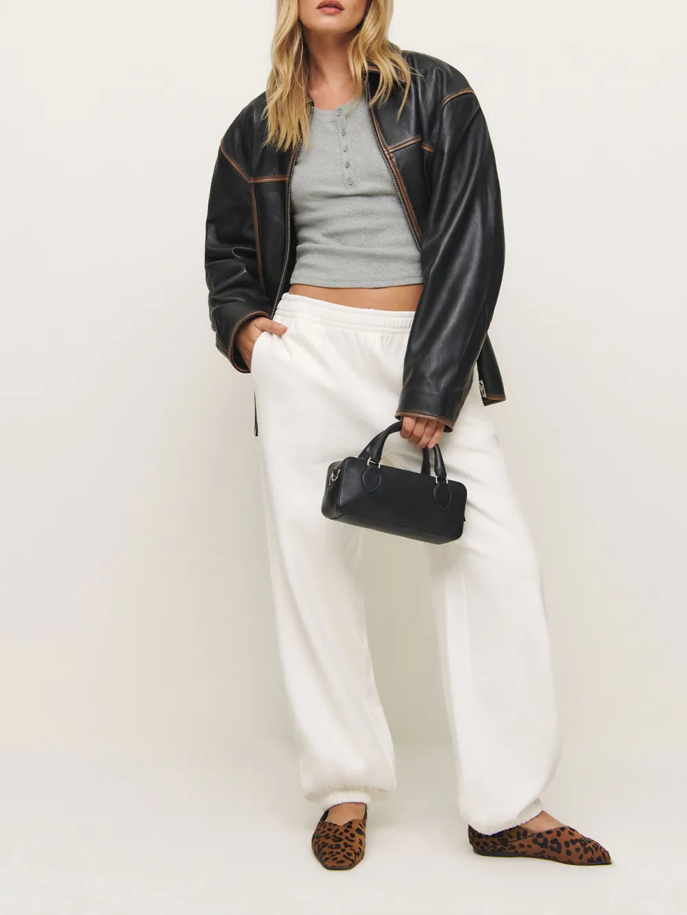 Button Front Cropped Henley Top