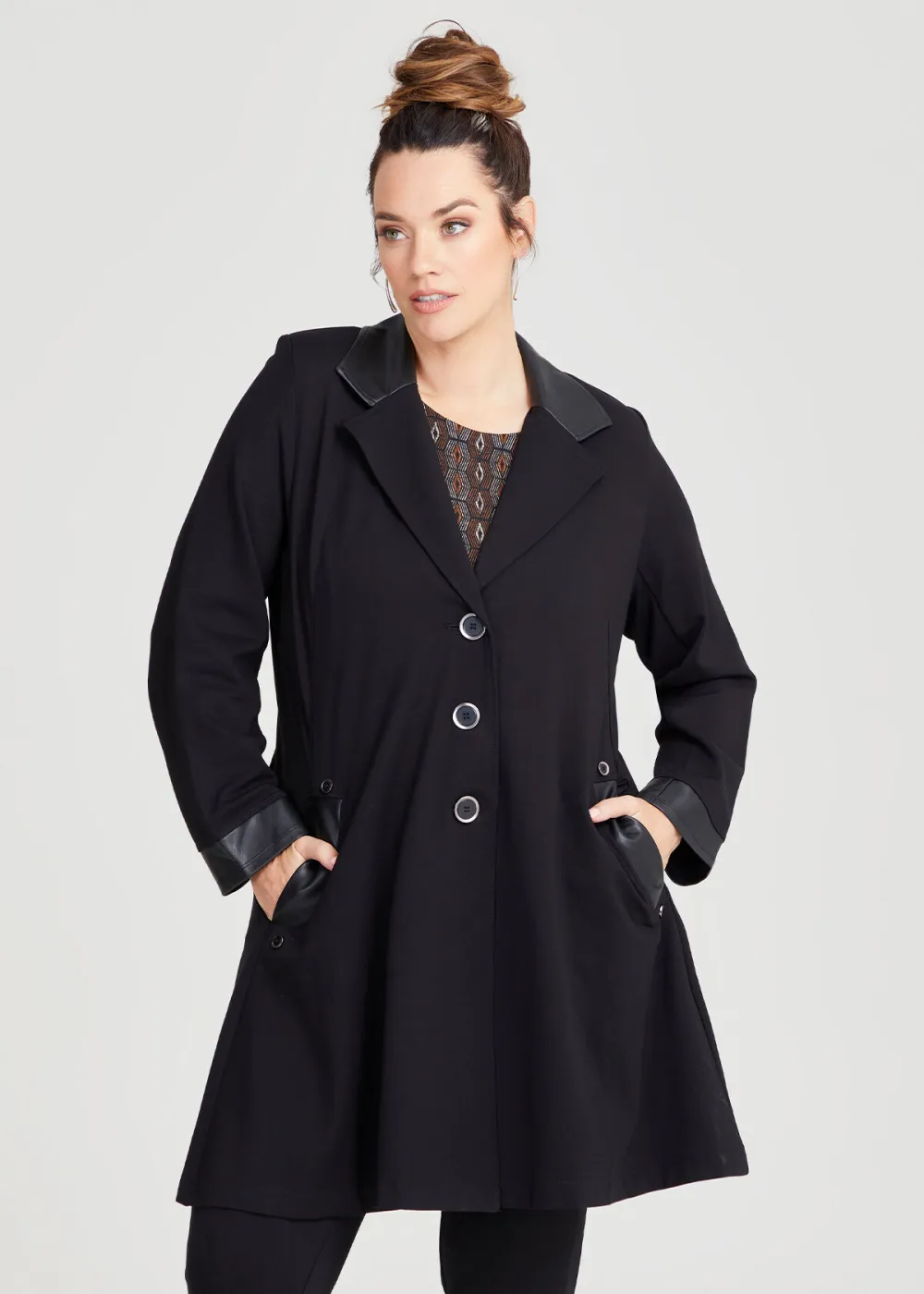 Bamboo Ponte & Faux Leather Jacket