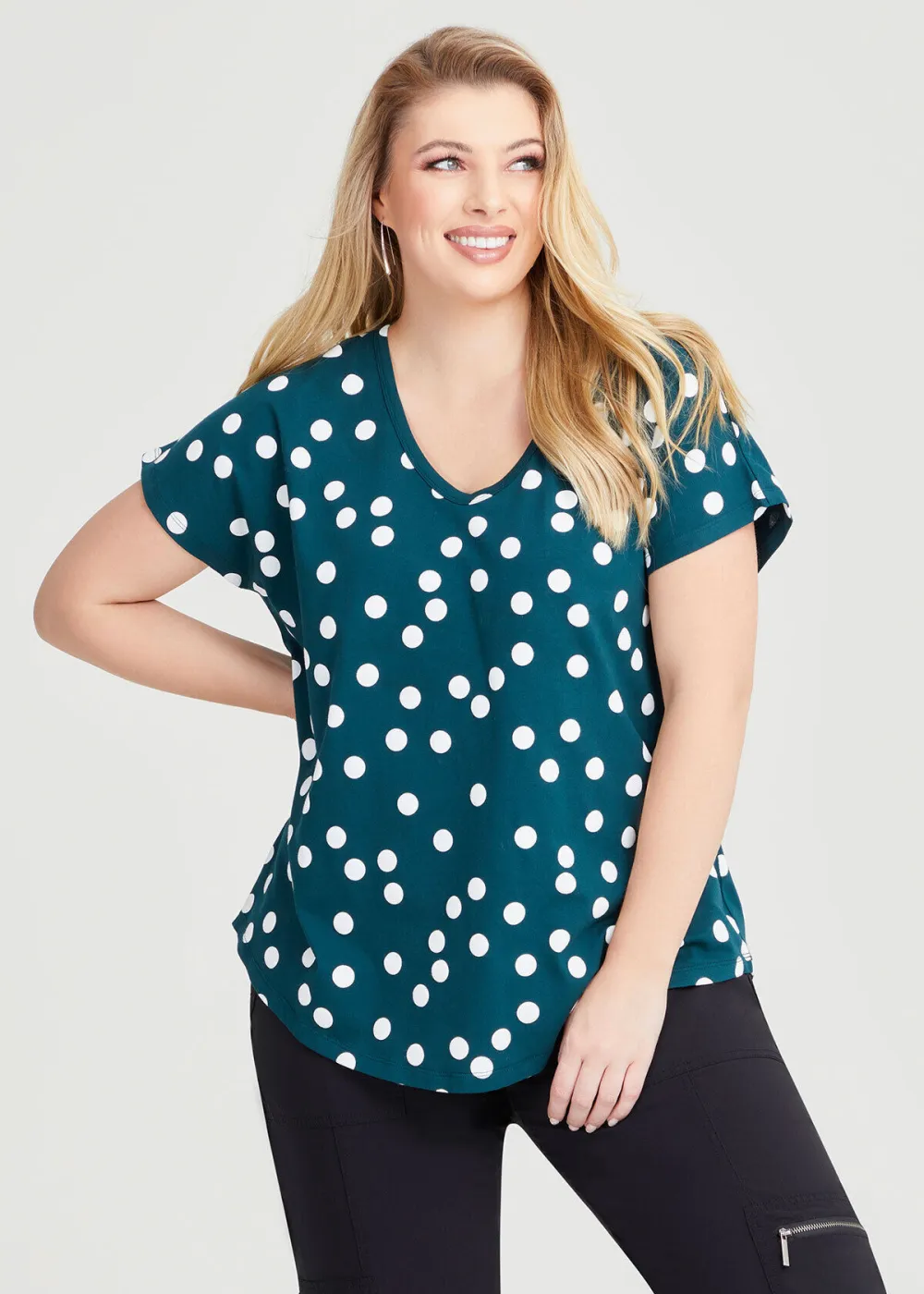 Cotton Scoop Neck Spot Top