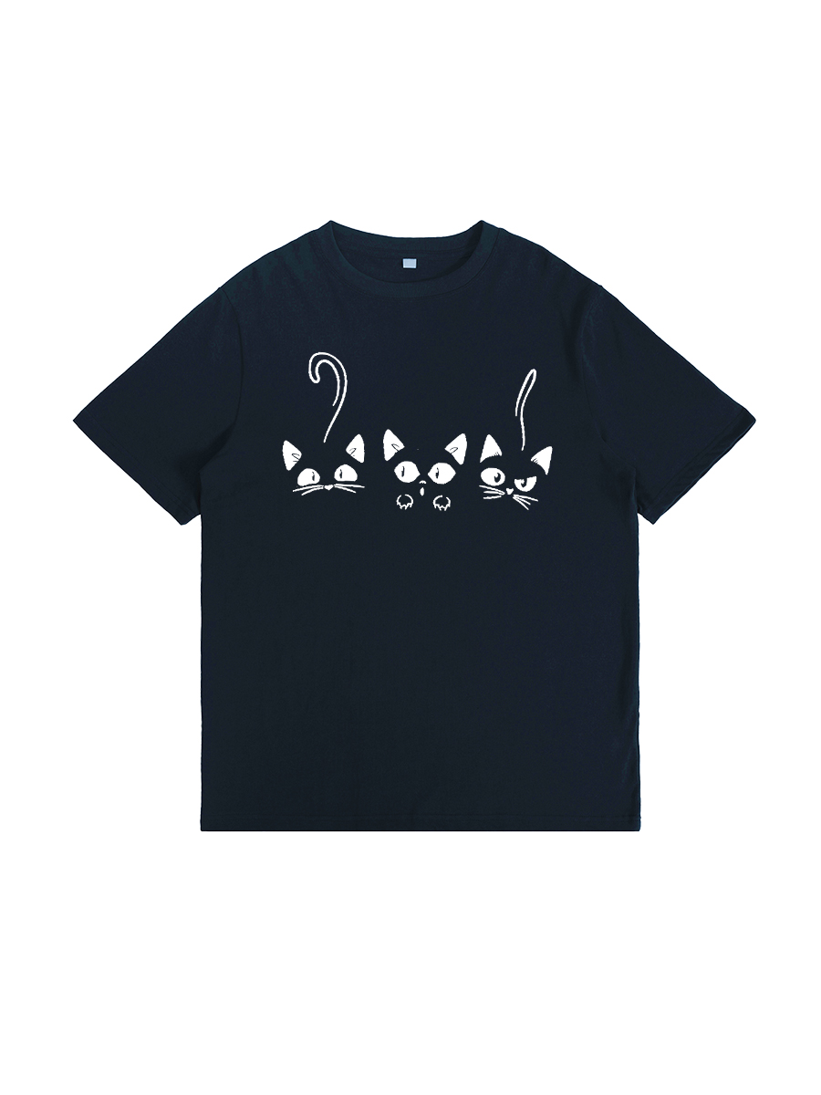 Lovely Cats Print Short Sleeve Casual T-Shirt