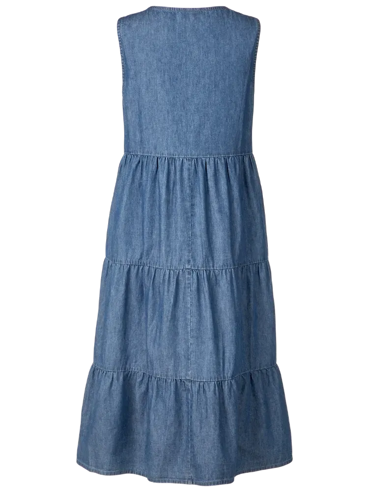Tiered Cotton Chambray Jumper