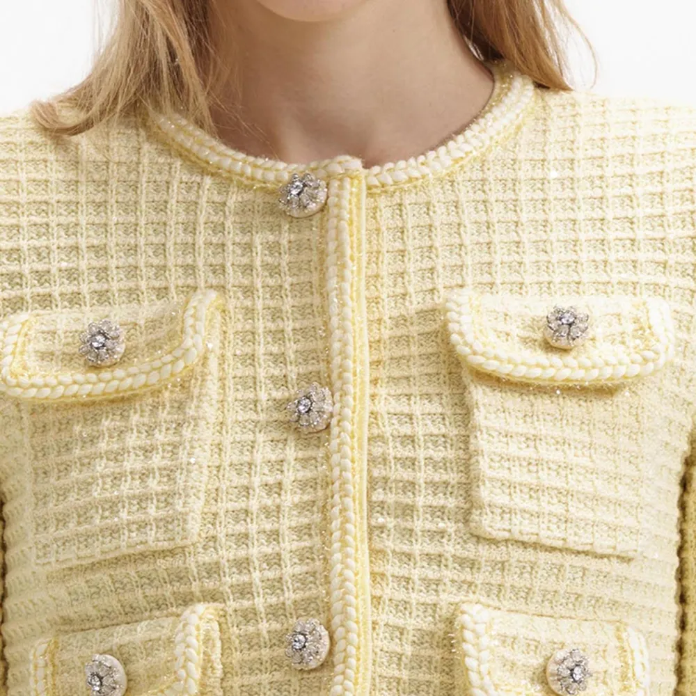 Yellow Textured Knit Jacket