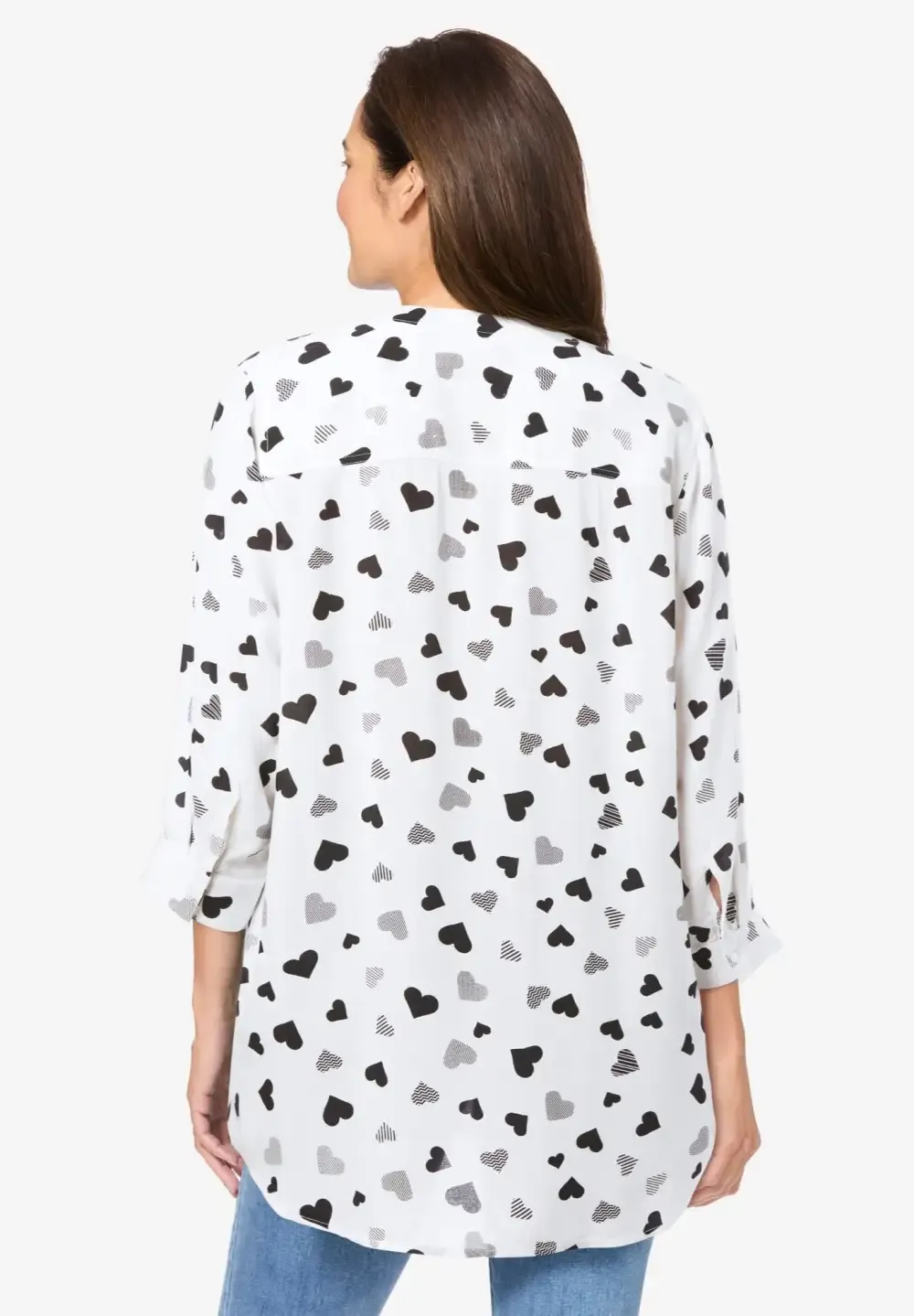 Rayon 7-Day Three-Quarter Sleeve Tab-Front Tunic