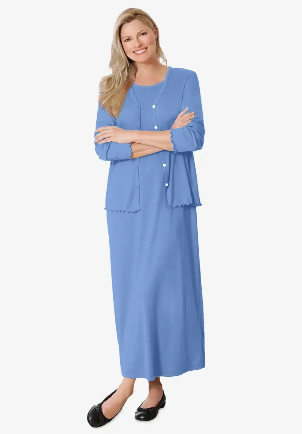 Lettuce Trim Knit Jacket Dress