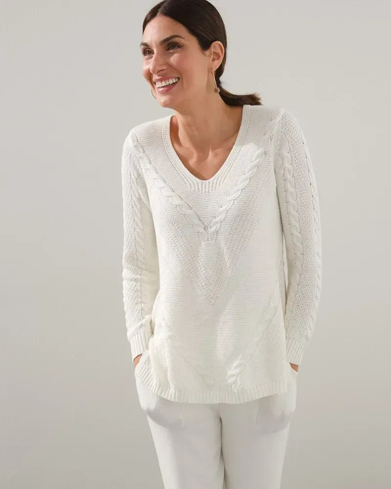 Zenergy Cotton-Cashmere Blend Tunic Ecru