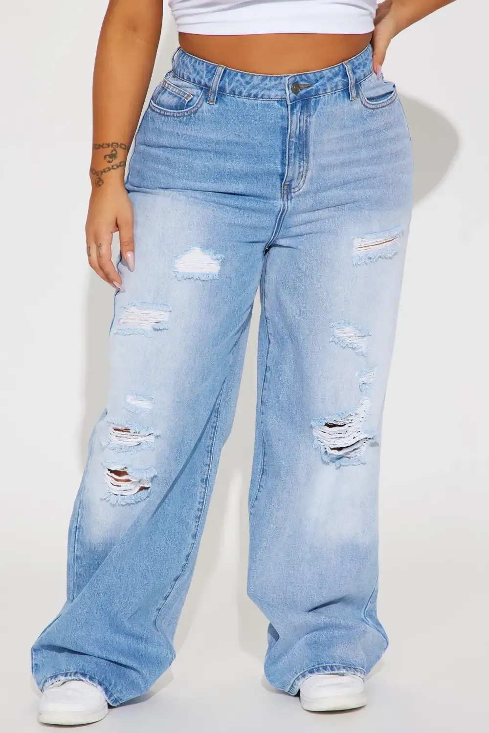 Left Him On Read Non Stretch Wide Leg Jeans - Medium Wash