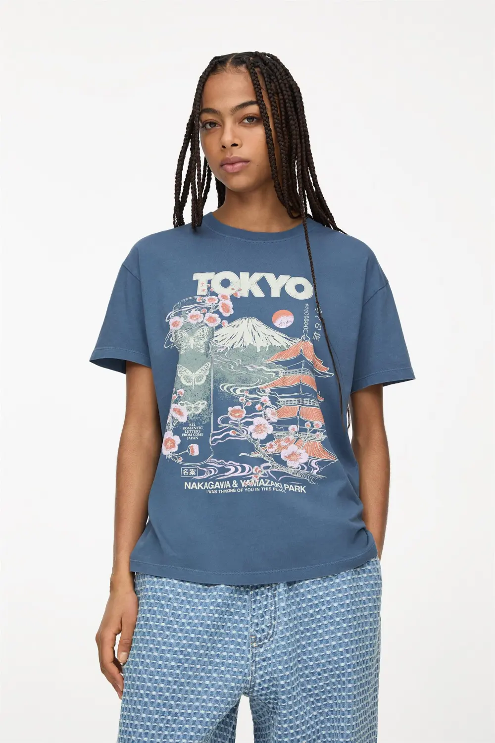 Camiseta azul gráfico Tokyo