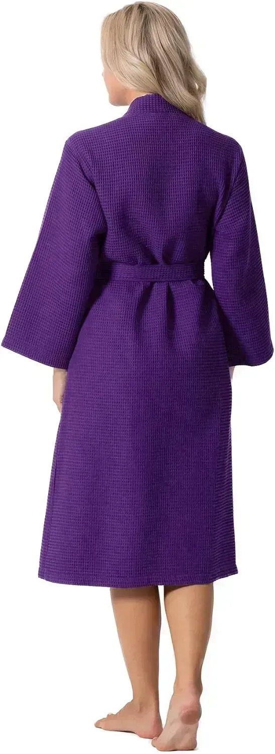 Turkish Linen Waffle Knit Lightweight Kimono Spa & Bath Robes for Women - Quick Dry - Soft