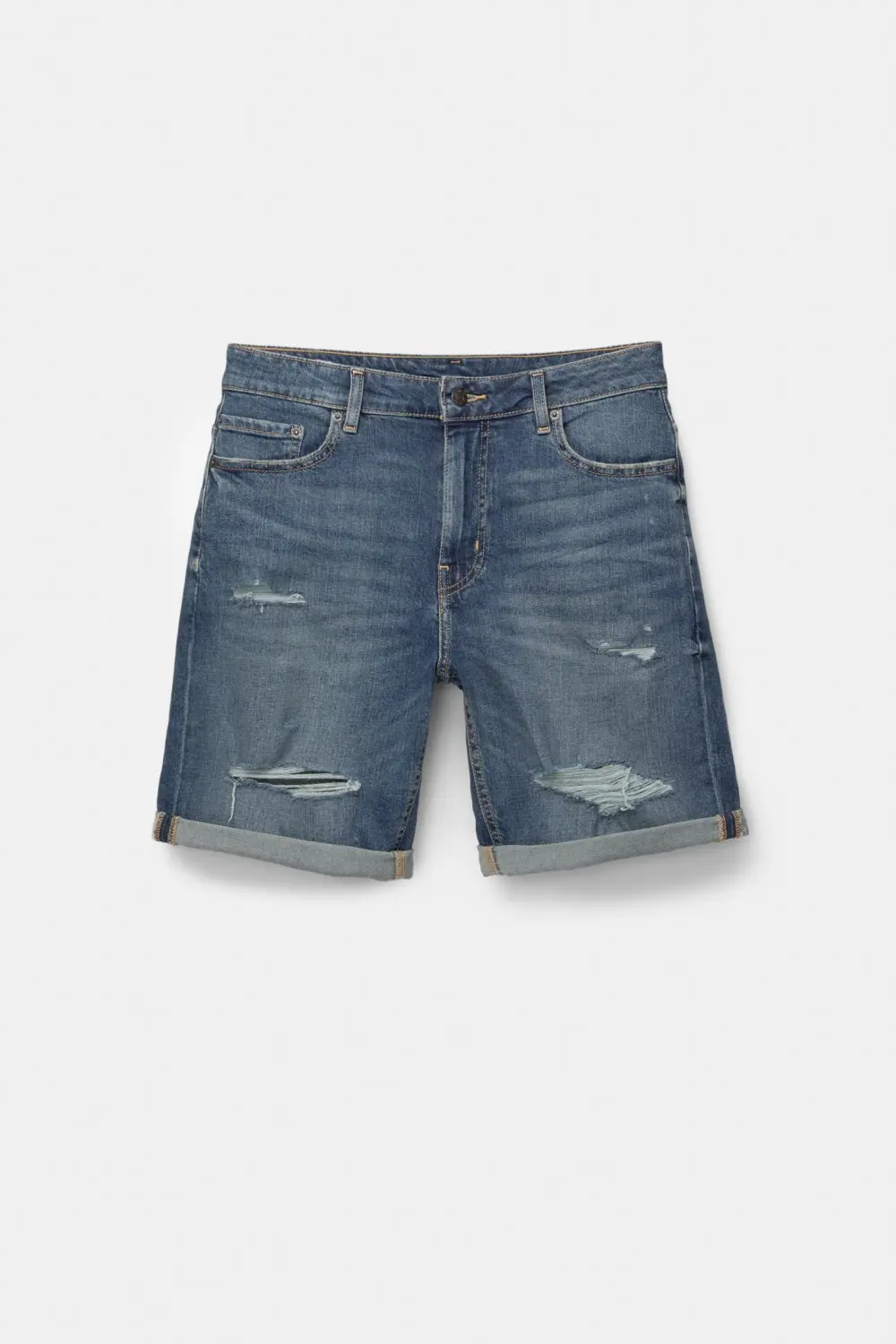Ripped denim Bermuda shorts
