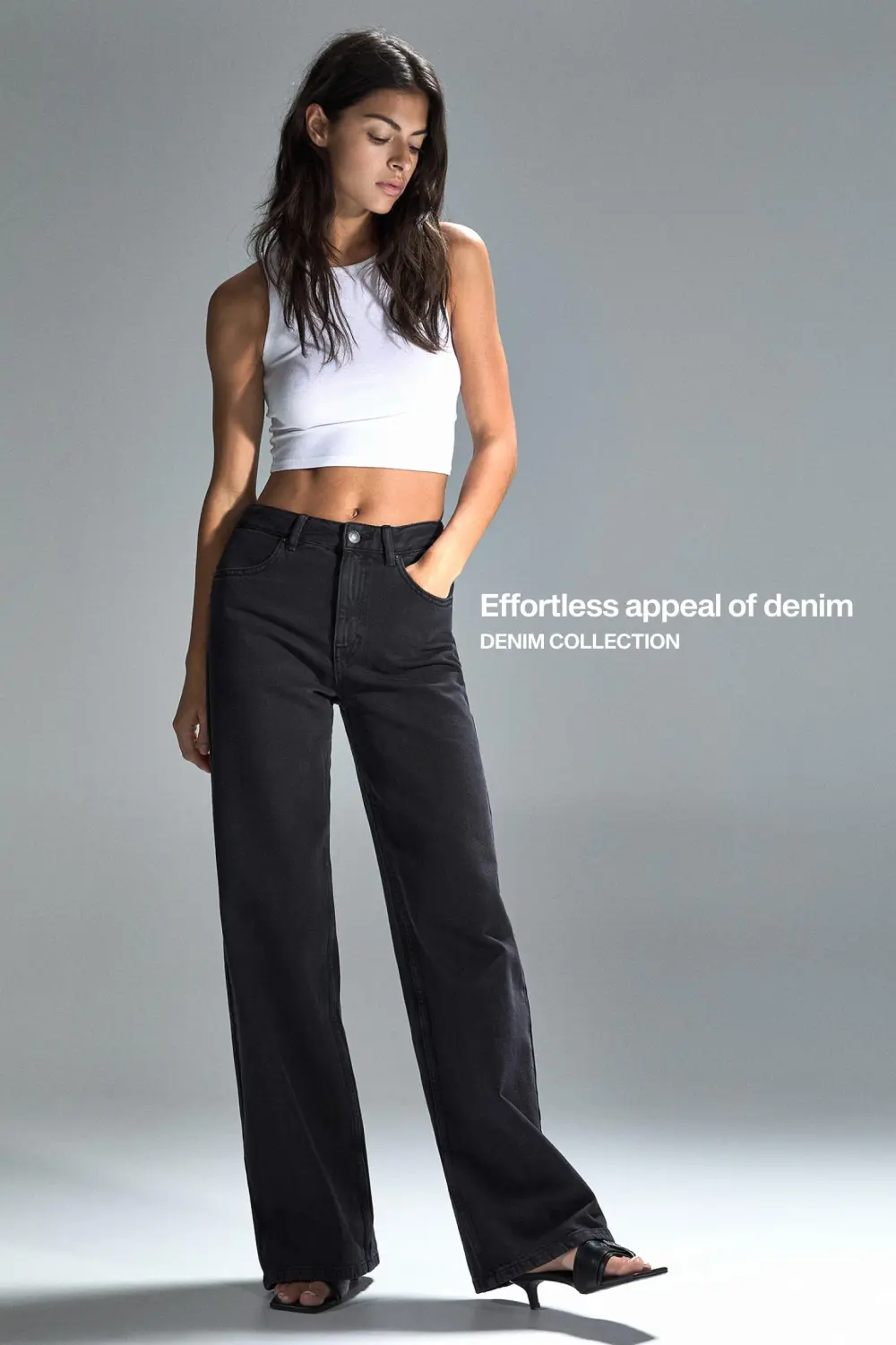 Jeans wide leg tiro alto