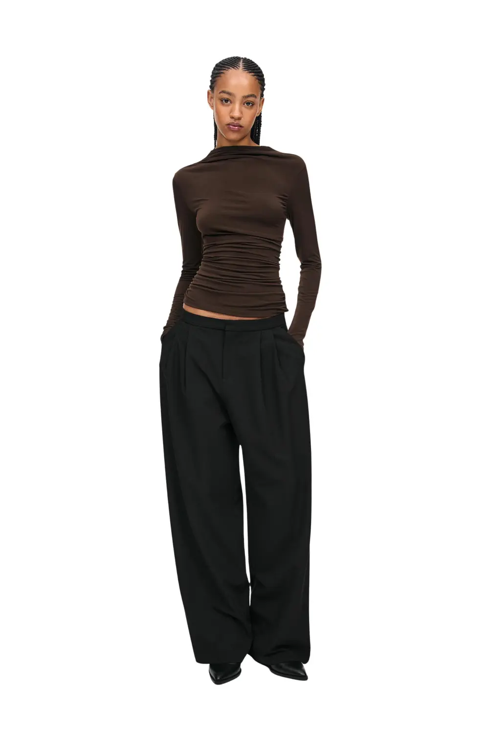Gathered long sleeve top