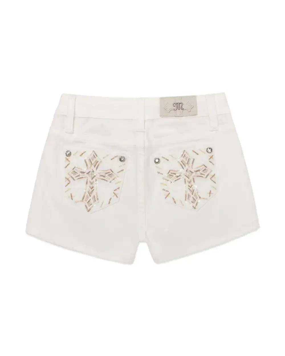 Girls Pastel Cross Denim Shorts