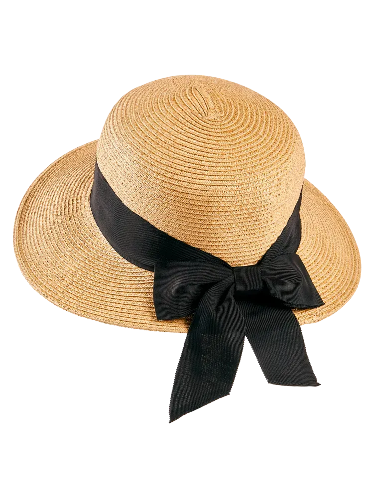 Women's Raffia Hat With Ribbon and Bow