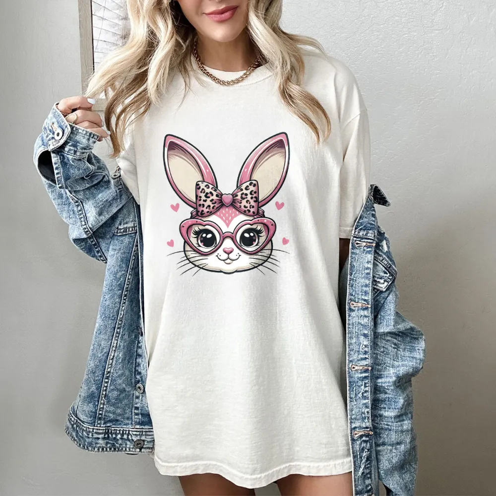 Cute Bunny Head Pattern Casual T-Shirt