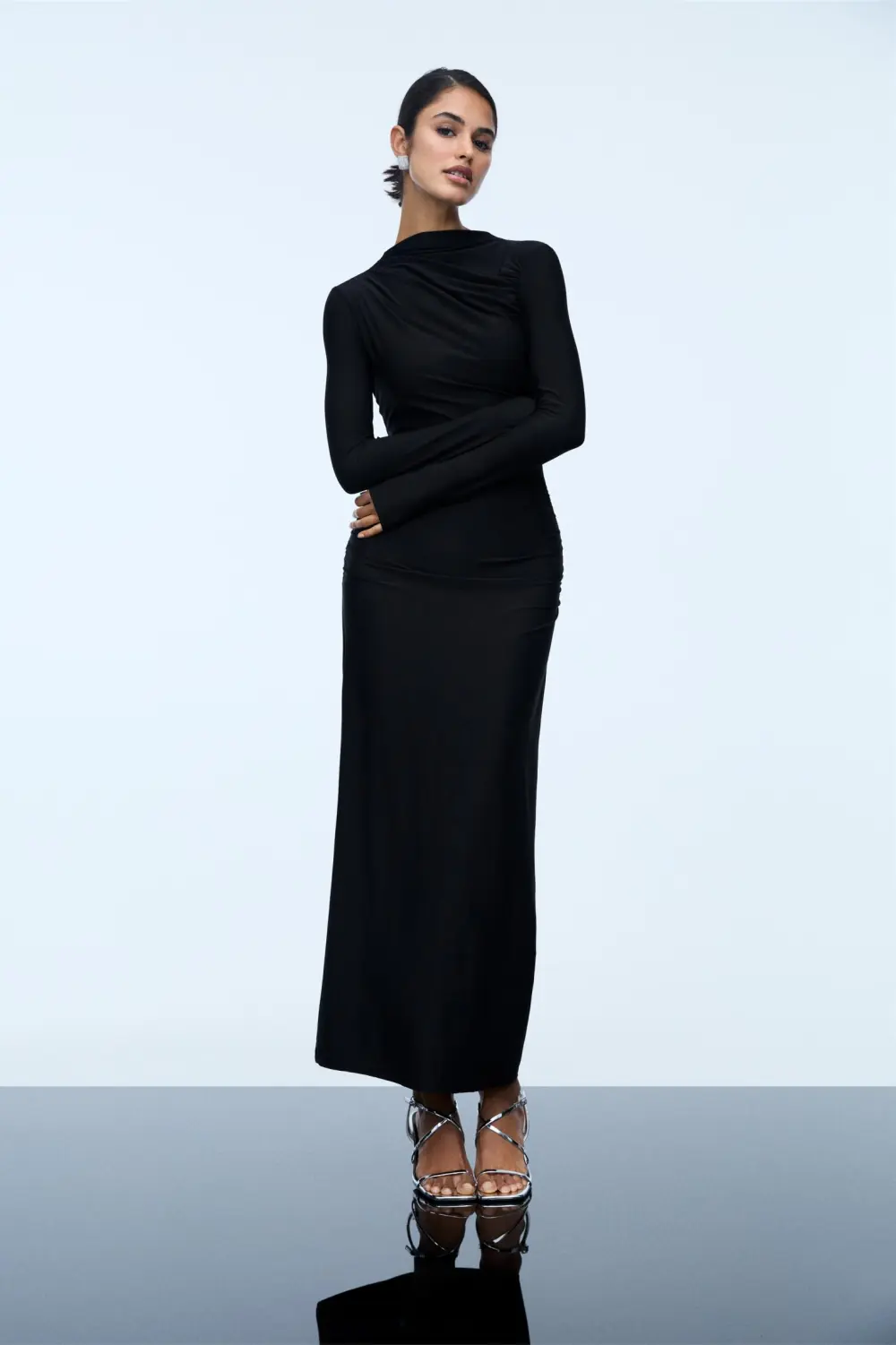 Vestido midi frunces