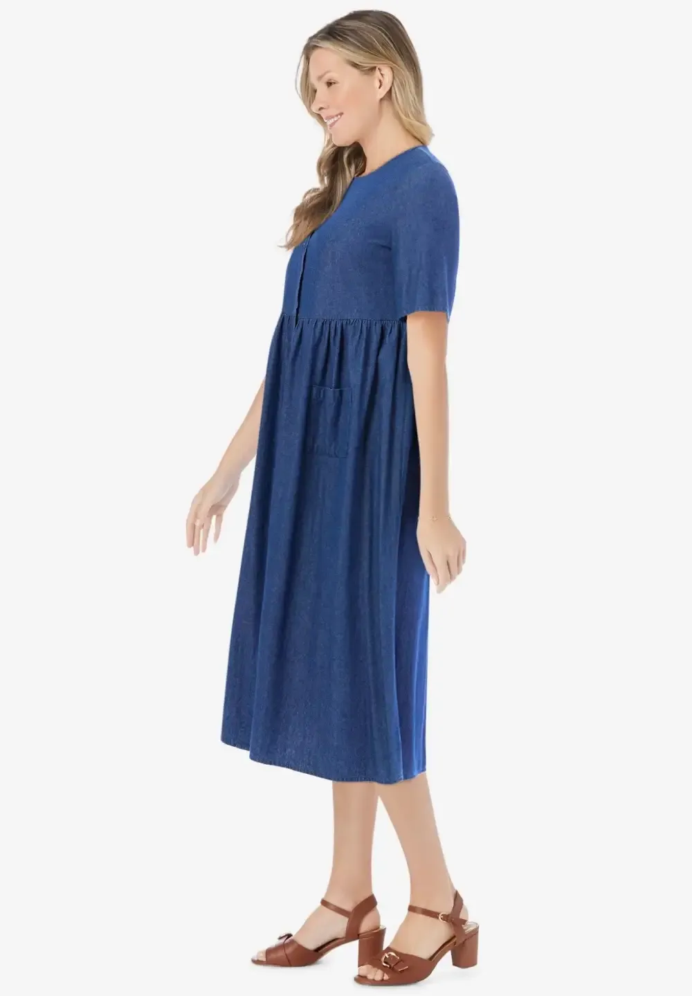 Short-Sleeve Denim Dress