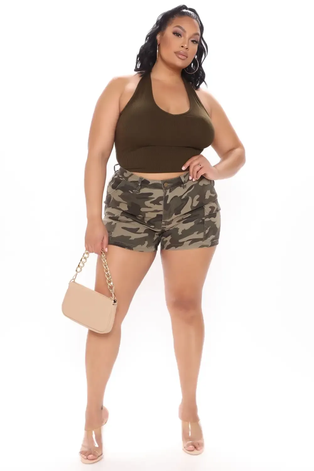 Been Surviving Cargo Denim Shorts - Camouflage
