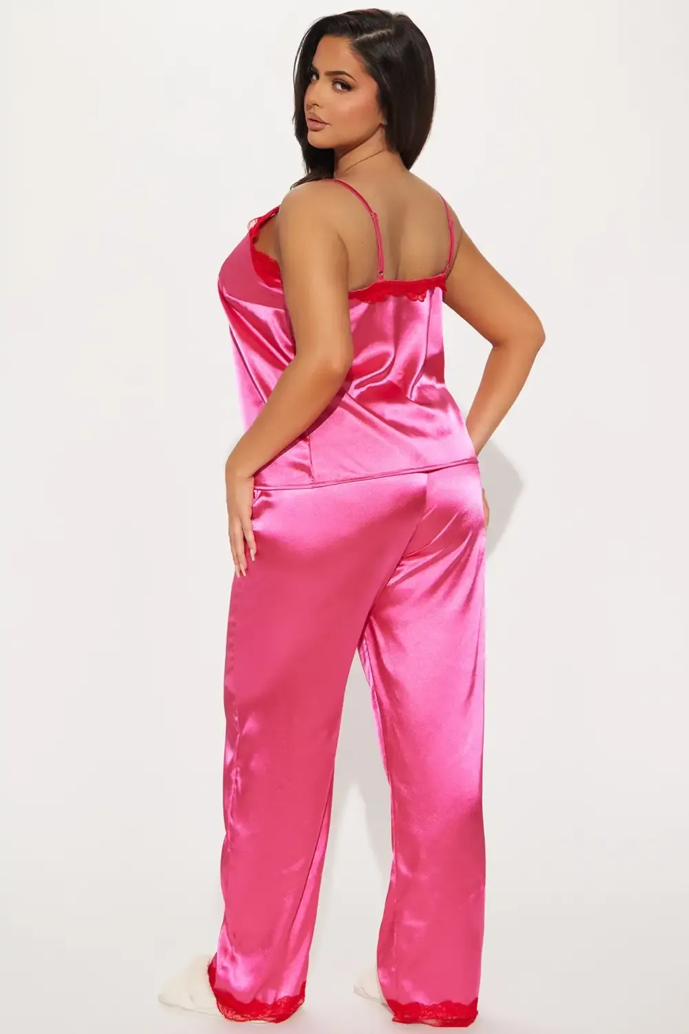 Dreamy Moments Satin PJ Pant Set - Hot Pink