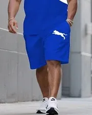 Big & Tall Men's Printed Short-Sleeved T-Shirt and Shorts Suit