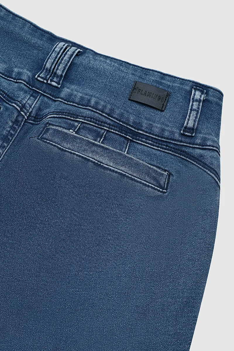 Wash Button Up Split Hem Mid Waist Capri Jeans