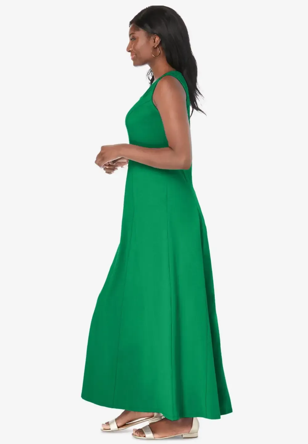 Stretch Cotton Crochet-Back Maxi Dress