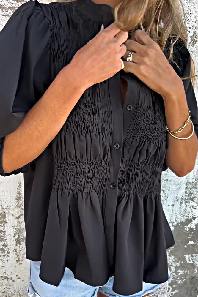 Women's solid color chiffon doll top