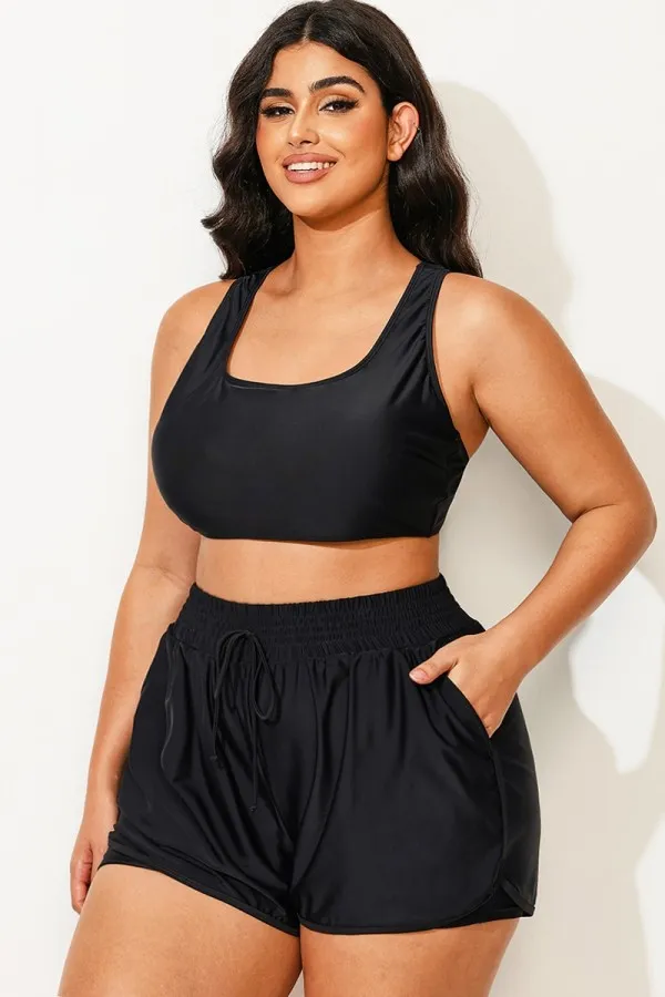 Plus Size Cut Out Back Racerback Bikini Top