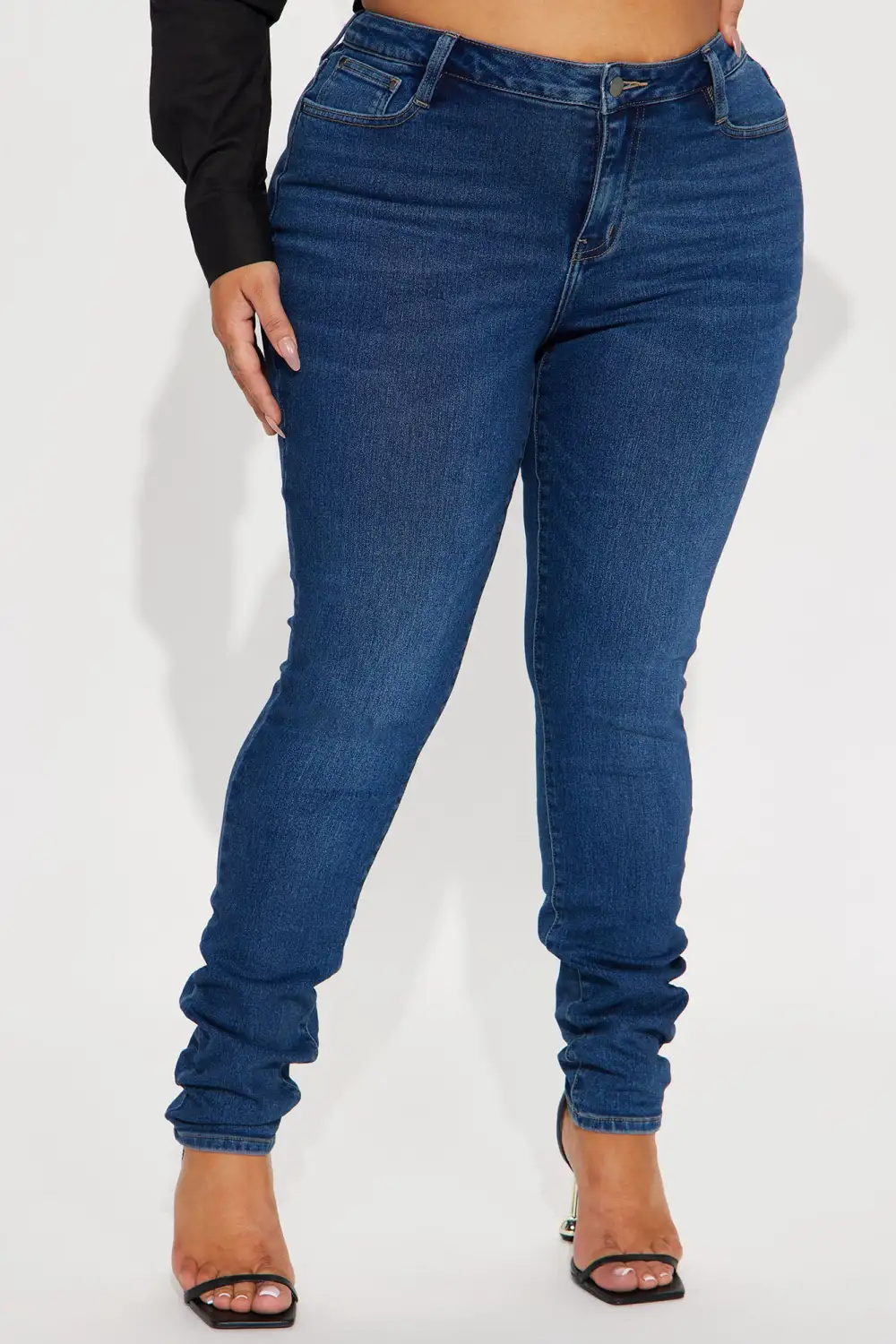 Jet Lagged Mid Rise Stretch Skinny Jeans - Dark Wash