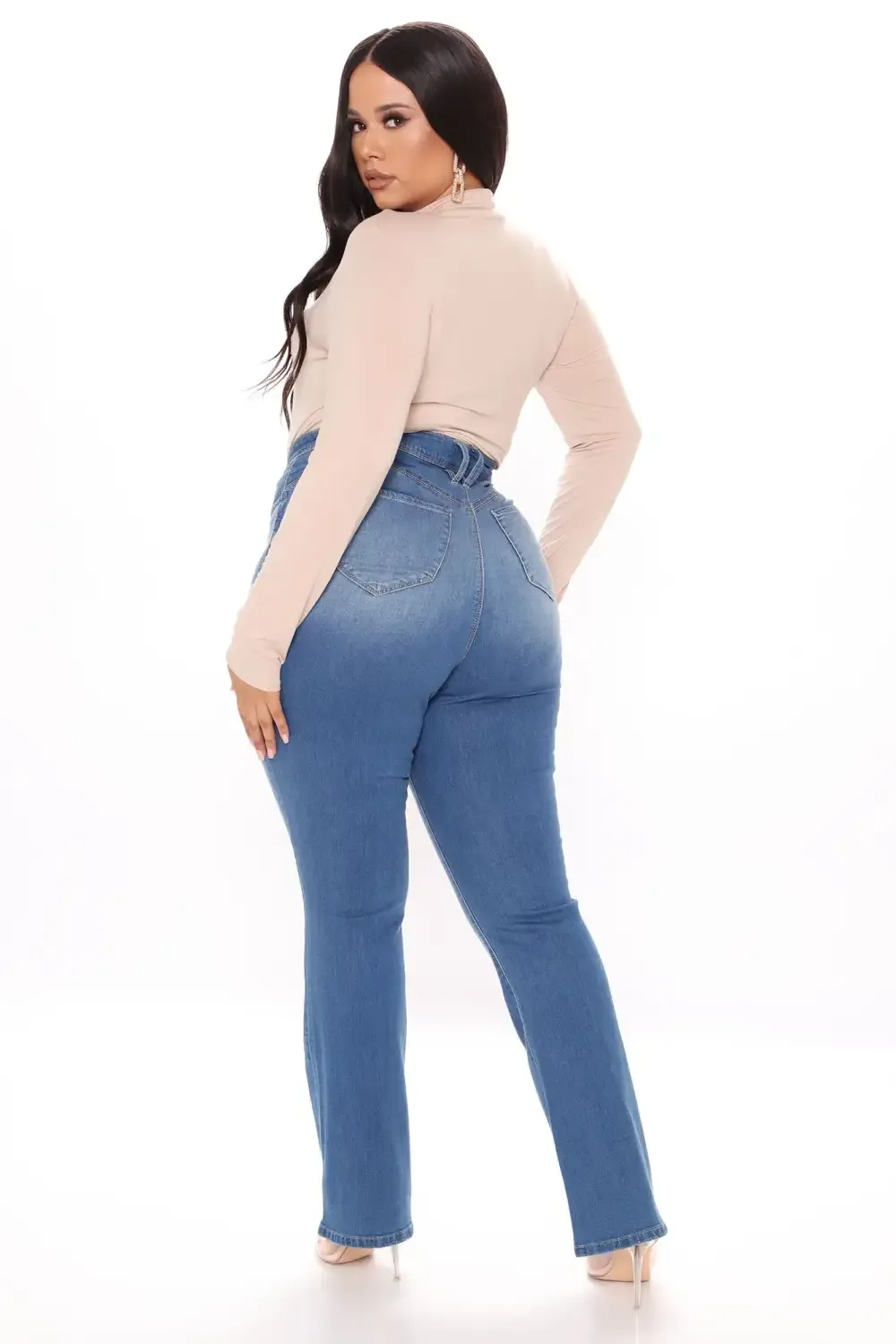 Bring It Down Flare Jeans - Medium Blue Wash