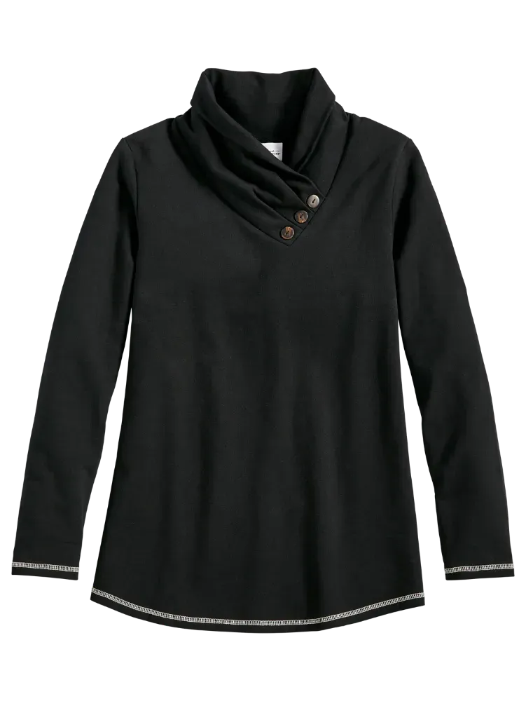 Soft Cotton Terry Cowl-Neck Top