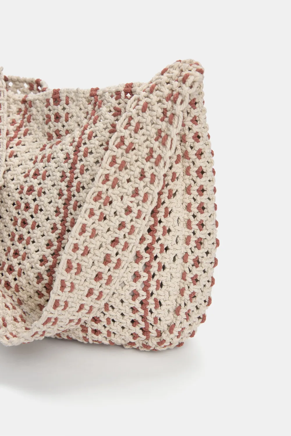 Bolso shopper rayas macramé