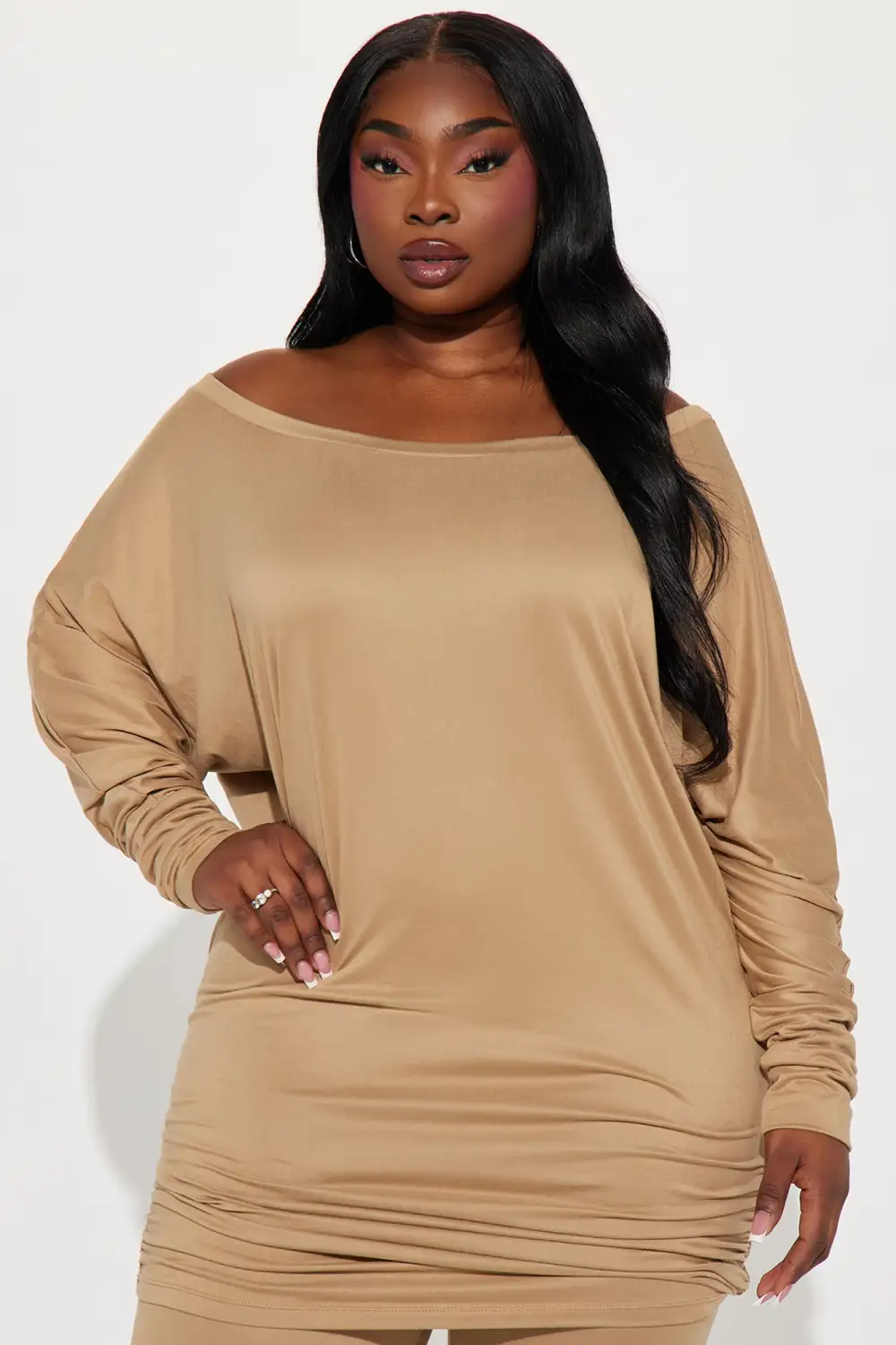Camila Off Shoulder Legging Set - Taupe