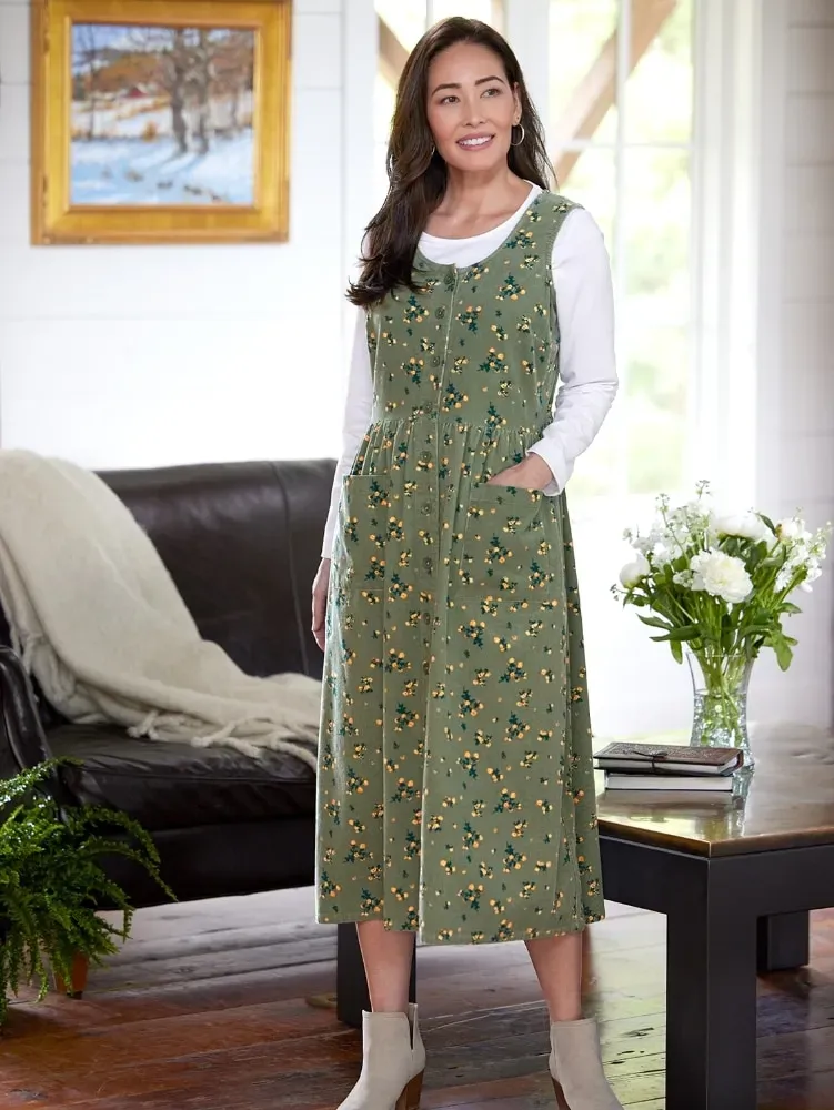 Button-Front Cotton Corduroy Jumper