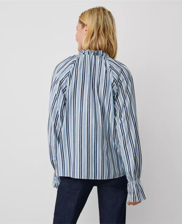 Striped Ruffle Raglan Popover