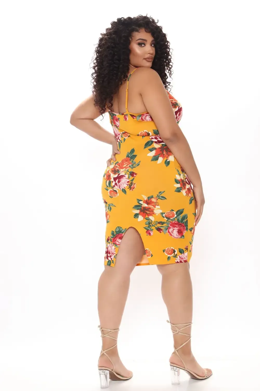 Body Moves Midi Dress - Mustard Floral