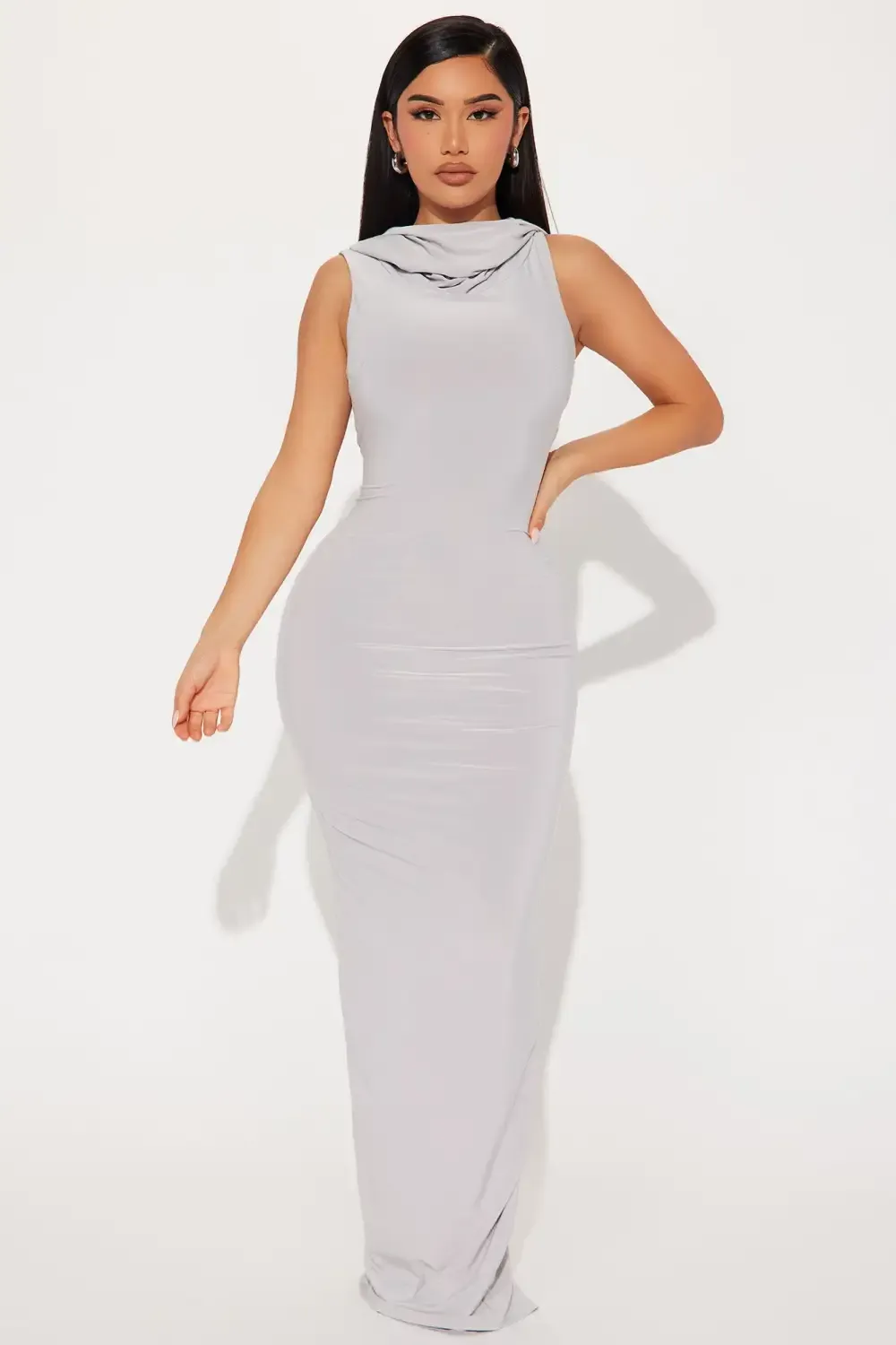 Keep It Hood Maxi Dress - Silver