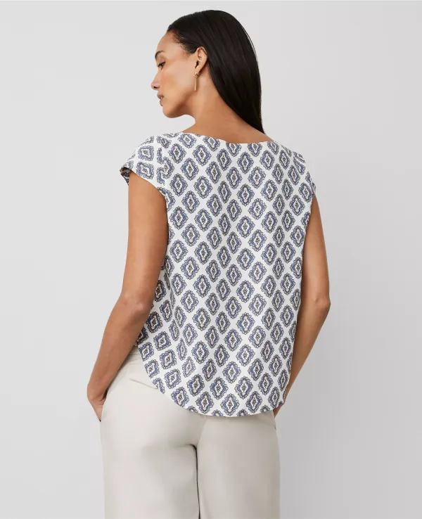 Foulard Boatneck Shirttail Blouse