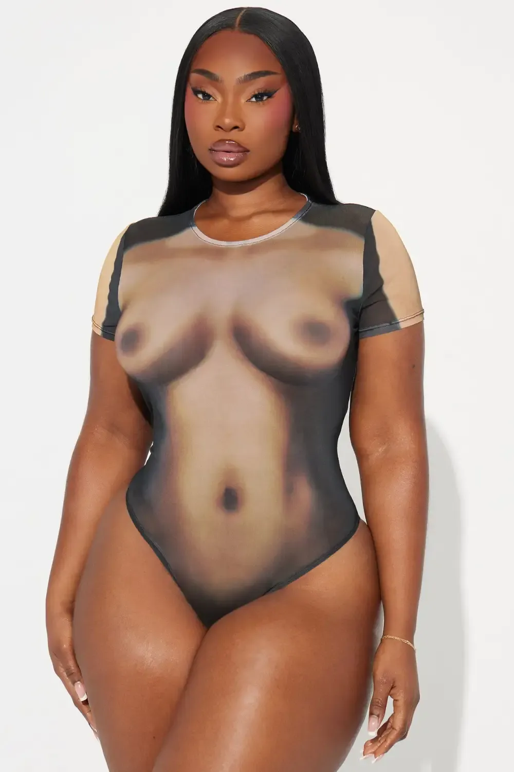 Lust For You Short Sleeve Bodysuit - Brown/combo