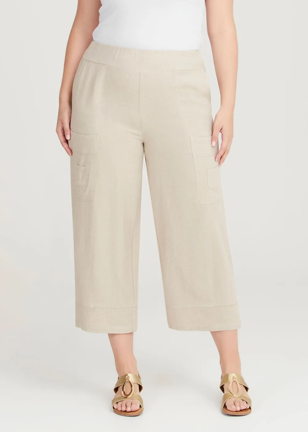 Flax Natural Cargo Crop Pant