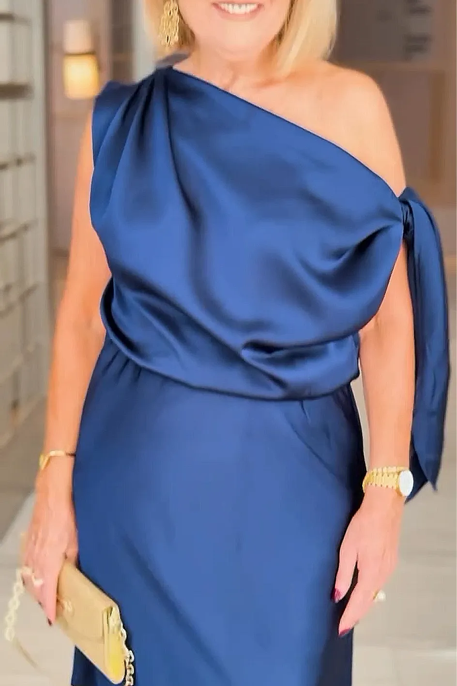 Women'S Elegant Satin One Shoulder Dress