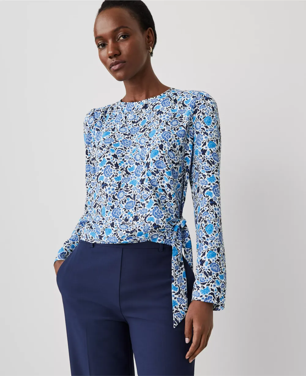 Floral Silky Wrap Blouse