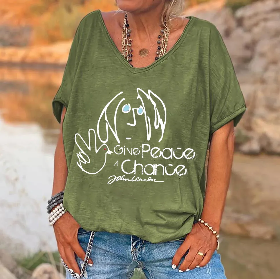 Give Peace A Chance Print Women's T-shirt
