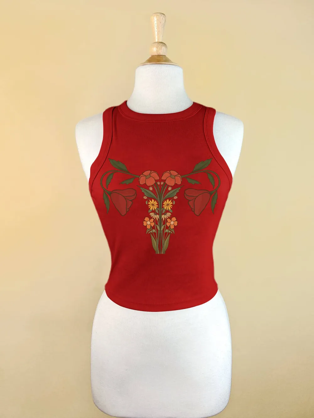 Orange Wildflower Uterus Body Graphic Vest