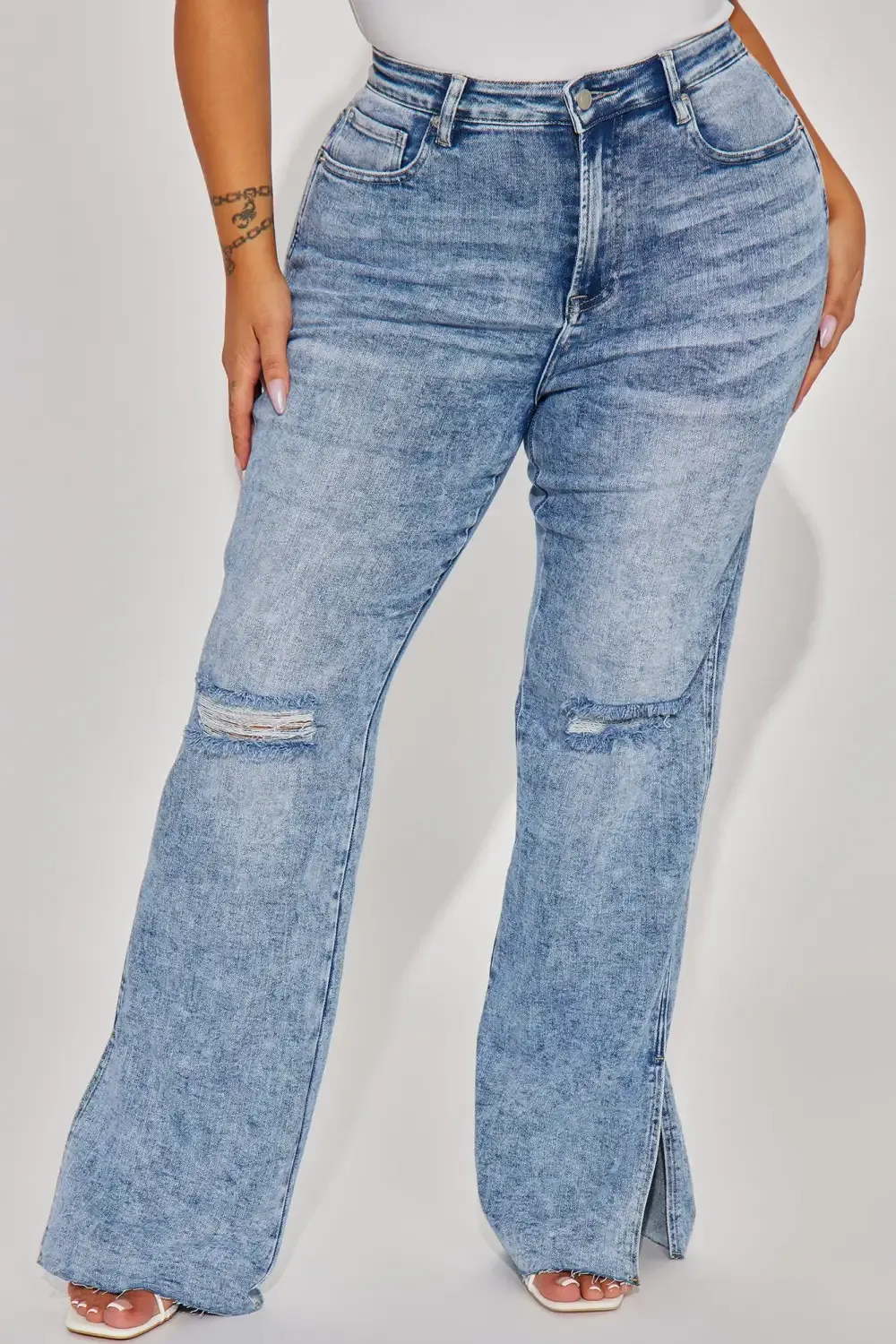 Sweet Sensation Stretch Split Hem Bootcut Jean - Medium Wash