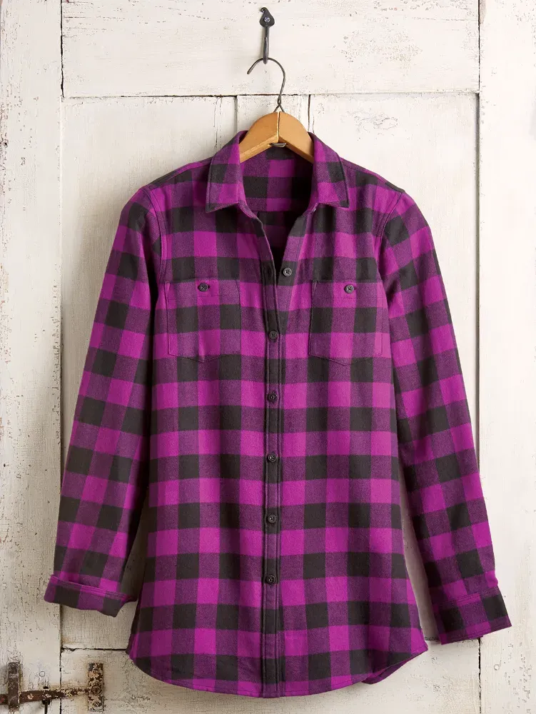 Women's Buffalo Check Flannel Boyfriend Shirt