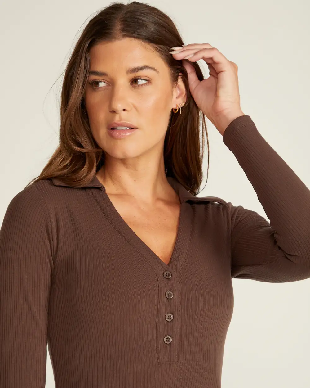 Rib Collar Long Sleeve Bodysuit